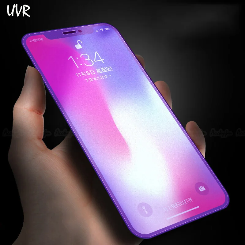 UVR для iPhone 11 Pro Max полное покрытие матовое закаленное стекло для Apple iPhone X XS Max XR фиолетовое анти-синее Защитное стекло для экрана