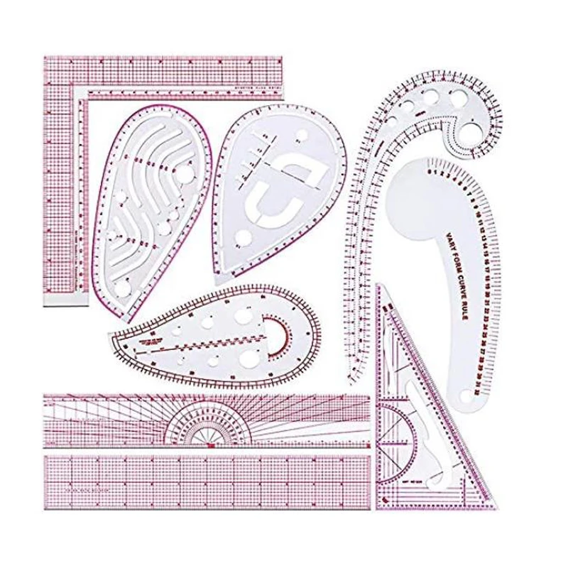 9pcs-french-curve-ruler-for-pattern-making-metric-ruler-beveled