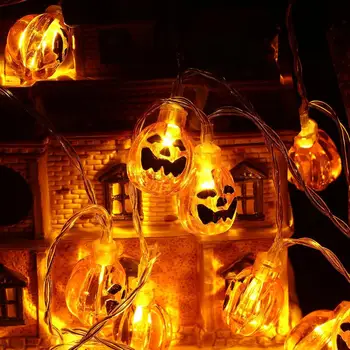 

8 Lightning Modes With Remote Control,4M 30 LEDs Halloween Pumpkin String Lights,Battery Operated Party Holiday Decoration