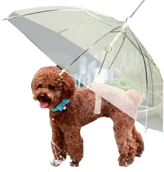 

Transparent Pet Dog Umbrella with Built-in Leash Pet Dog Puppy Dry Comfortable in Rain
