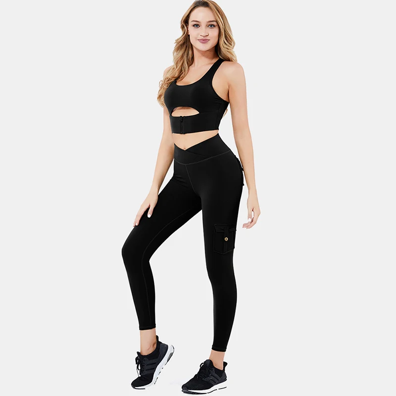 Fitness Women Yoga Set Gym 2-Piece Bras+Seamless Leggings Push Up Pants  Exercise Padded Workout Running Suit Sportswear Athletic - AliExpress