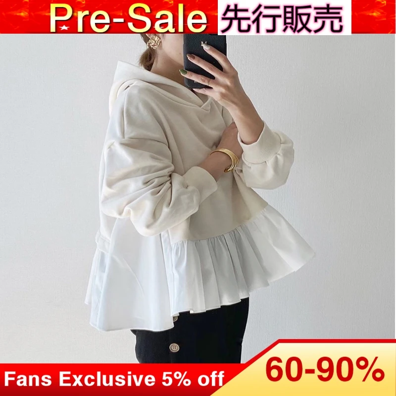 

Korean Women Spring Hoodies Loose 2020 Casual Simple Nine Points Sleeve Tops Sweatershirts Janpanese Female Girls Hoodies
