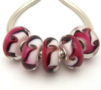 

JGWGT 1025 5X 100% Authenticity S925 Sterling Silver Beads Murano Glass beads Fit European Charms Bracelet diy jewelry Lampwork