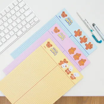 

Cute Cartoon Bear Study Note B5 30 Sheets Grid Paper Pad Pink Yellow Blue