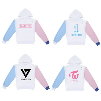 

Kpop BLACKPINK SEVENTEEN TWICE WANNA ONE Album Splicing Hoodie Loose Hooded Pullover Long Sleeve Sweatshirts WY867