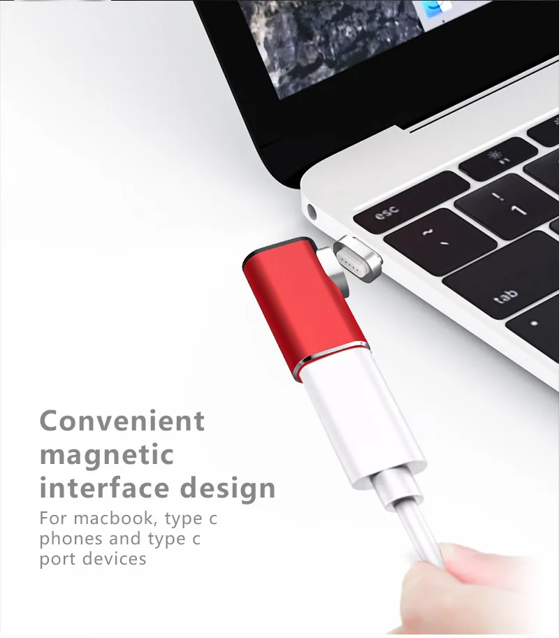 90 градусов Магнитный USB C адаптер для huawei samsung Xiaomi 87W 4.3A локоть usb type C игровой разъем зарядного устройства для MacBook Pro