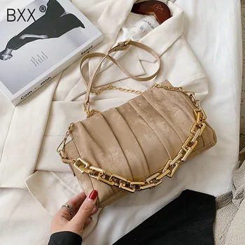 

[BXX] Folds Design Small Velvet Crossbody Bags For Women 2020 Autumn Winter Chain Shoulder Handbags Female Travel Bag HO076