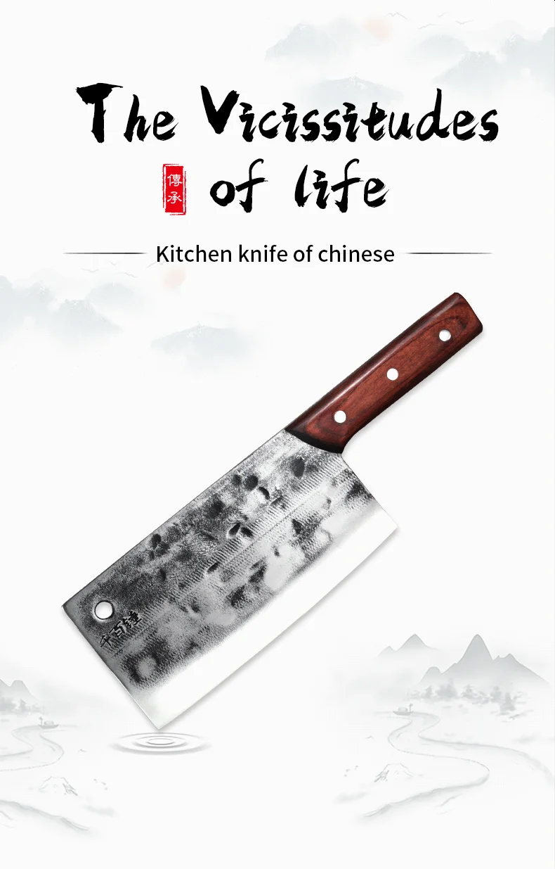Кухонный нож для нарезки шеф-повара, китайский нож из нержавеющей стали, кухонные ножи для нарезки фруктов, овощей, мяса, кухоновые ножи ручной работы