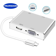 Tromsoon tipo-c para hdmi-compatível vga dvi usb c 3.0 adaptador para macbook samsung dex s9 huawei p40 xiaomi 10 tv ps4 monitor