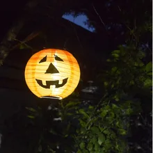 Хэллоуин водонепроницаемый Солнечный Джек фонарь с ручкой праздничные вечерние принадлежности светодиодный светильник в виде тыквы