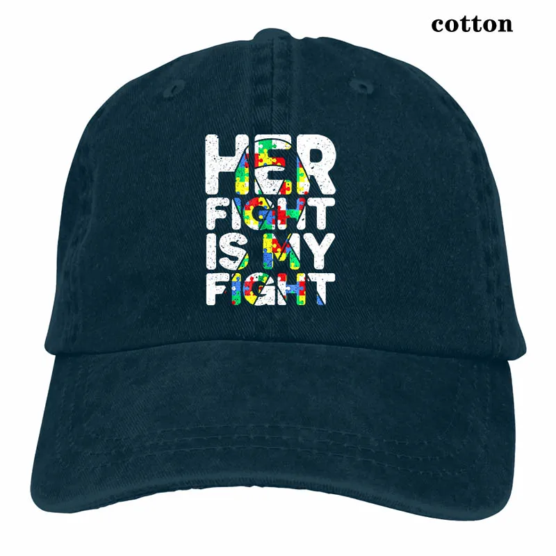 Мужская бейсболка с надписью «Her Fight is My Fight Autism» и поддержкой - Цвет: 3-Navy
