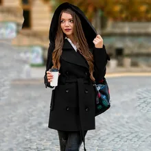 Женское модное зимнее пальто с капюшоном, одноцветное повседневное пальто с карманом,, теплое ветрозащитное пальто, Cappotto da donna#3