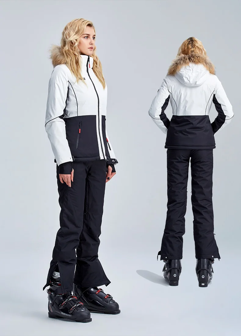 Лыжный костюм с одним бортом и двойным бортом, теплая и водонепроницаемая куртка с шерстяным воротником и хлопковой подкладкой для женщин, для спорта на открытом воздухе, для женщин