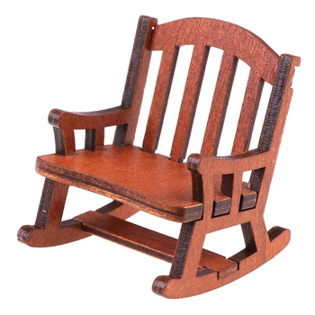 

1Pcs Dollhouse Miniature Wooden Rocking Chair Seat Handicraft Wood Rocker Outdoor Garden Furniture Toys
