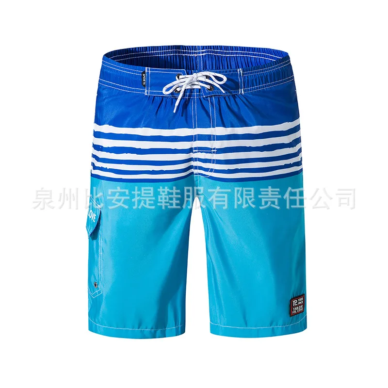 

19 Years New Style Men Stripes Printed Beach Shorts Casual Quick-Dry Boardshort Large Size Loose-Fit Short Shorts 1906