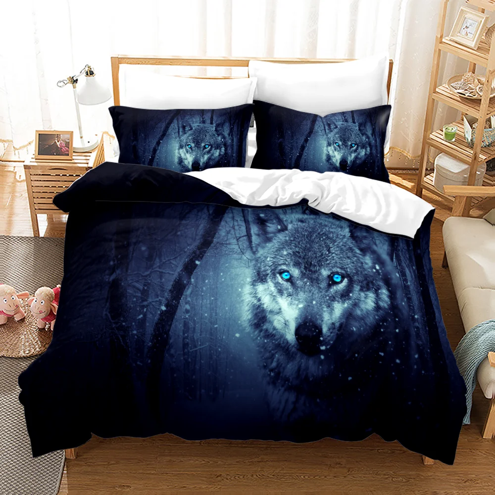 

Wolf Bedding Set Single Twin Full Queen King Size Animal Wolf Bed Set Children's Kid Bedroom Duvetcover Sets 3D Design 009