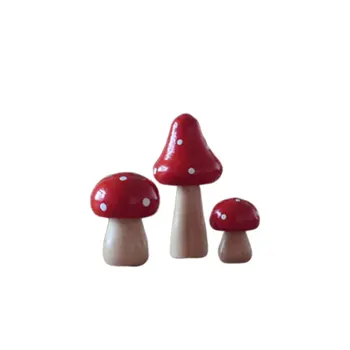 

3 Pcs Simulated Mushroom Portable Attractive Durable Desktop Adornment Artificial Mushroom Wooden Sculpture