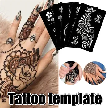 

5pcs Tattoo Stencil Henna Hollow Drawing Small Cute Flower Cartoon Design DIY Body Art Template Semi-Permanent Tattoo Z0610