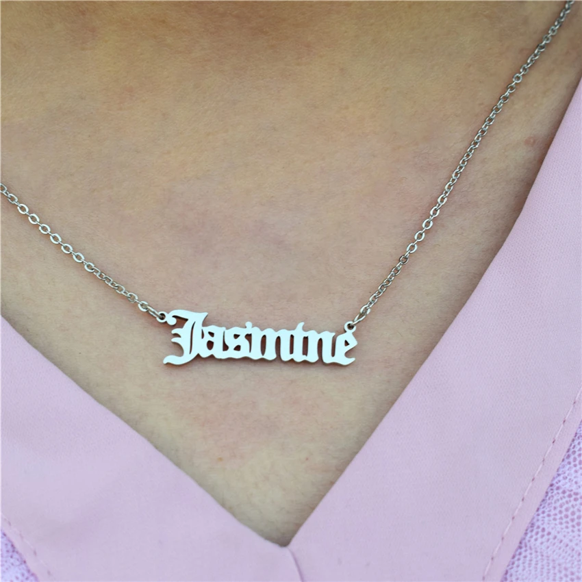 На заказ, Jasimine, ожерелье для девочек, серебро, розовое золото, нержавеющая сталь, цепочка, персонализированные ювелирные изделия, именная табличка, колье, ожерелье s