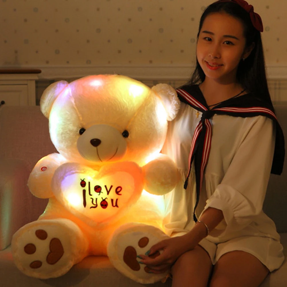 3D USB светодиодный светящиеся плюшевые игрушки Bluetooth Музыка Любовь Сердце Медведь светильник плюшевая кукла игрушка подушка ребенок прекрасный медведь держать любовь сердце