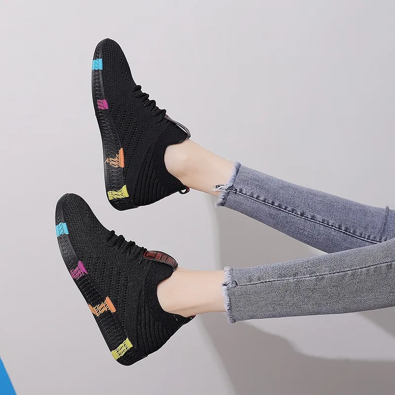 

White Shoes Women's 2019 Summer Breathable Mesh Hollow out Mesh Shoes Western Style Versatile Summer Fashion Elevator Athletic S