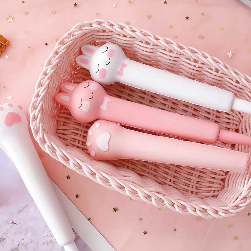 1X Soft Sponge Rabbit Paw Gel Pen Rollerball Pen School Office Supply Student Stationery