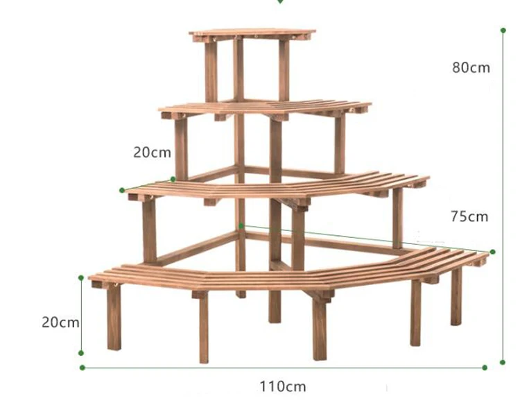 Solid Wood Corner Flower Stand Multi-layer Ladder Type Floor Plant Stand Balcony Flower Pot Shelf