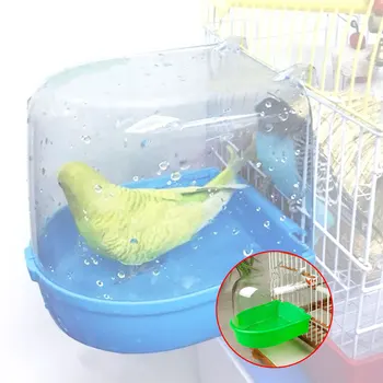 

1Pc Plastic Bird Water Bath Box Bathtub Parrot For Parakeet Lovebird Bird Pet Cage Hanging Bowl Parakeet Birdbath
