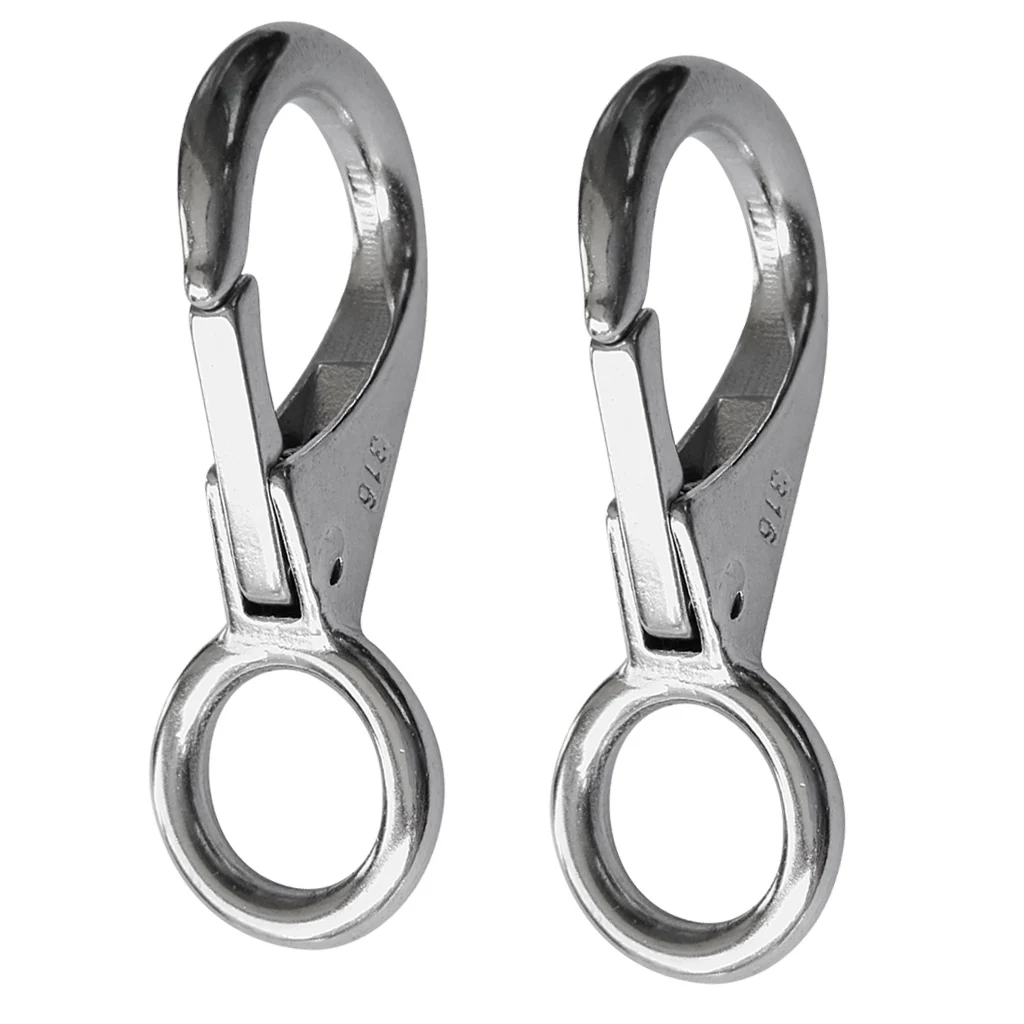 2 Упаковка, нержавеющая сталь Лодка фиксированный глаз пружинный крючок ...