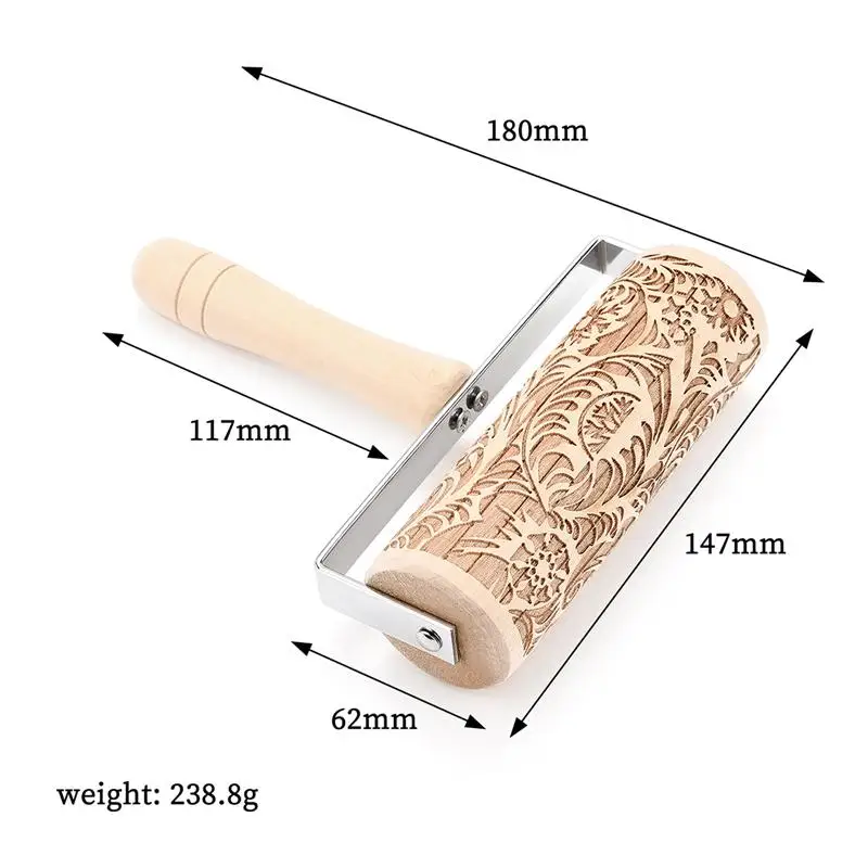 1PC Rolling Pin Handheld Flower Leaf Snowflake Tree Embossing Fondant Biscuit Dough Pastry Roller Rolling Mold - Цвет: Leaf