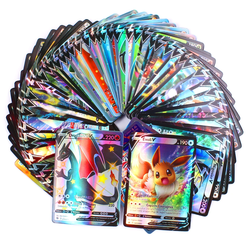 50-100Pcs French Pokemon Cards GX TAG TEAM Shining Card Game Battle Carte  Trading Escouade Francaise Children Birthday Xmas Toys