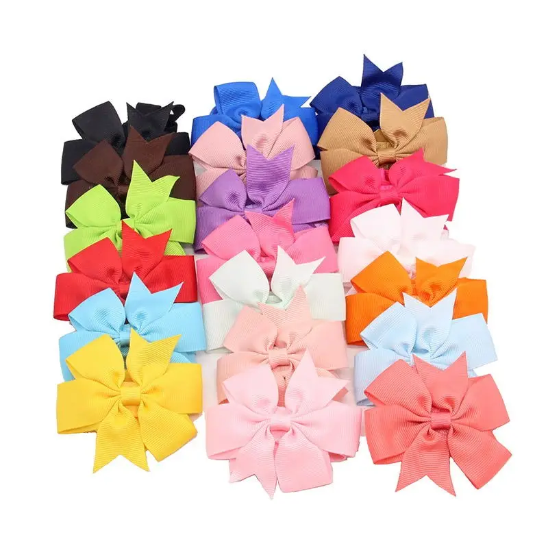 

5PCS/lot 8CM Solid Hot Sell Colorful Hair Accessories Hairpin Bow Knot Boutique Hair Clips for Kids Girls Fashion Head Wear