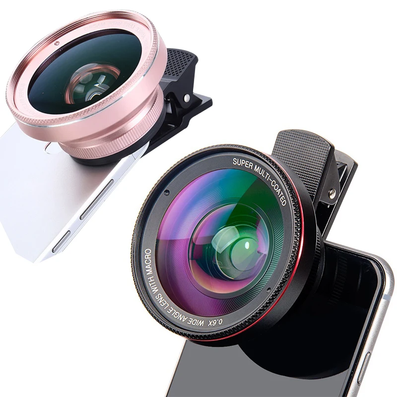 2 IN 1 Lens Universal Clip 37mm Mobile Phone Professional 0.45x 49uv Super Wide-Angle + Macro HD For iPhone Android | Мобильные