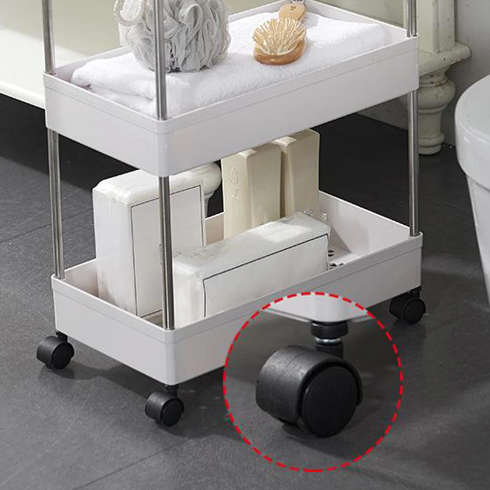 Trolley kitchen rack with wheel mobile floor storage shelf multi-layer bathroom
