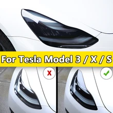 Newest Front Headlamp Car Styling Sticker For Tesla Model3 Model S  Model X Headlamps TPU Smoked Black Headlights Protector Film