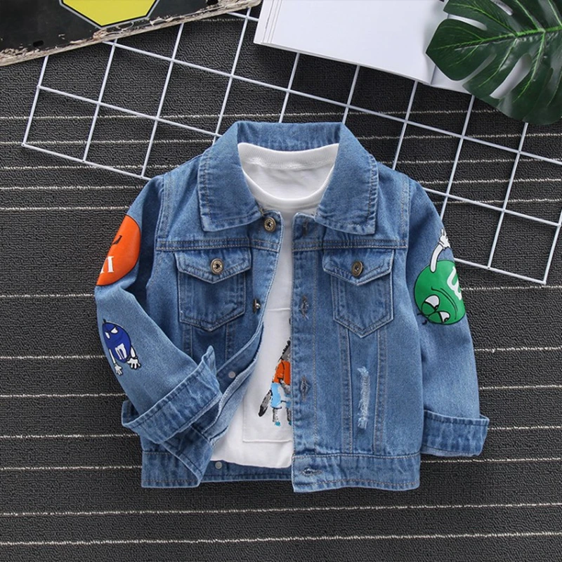 Autumn Jacket For Boy Jean Coat Cartoon Kids Outwear Spring Denim Jacket Boy Windbreaker Children jacket TZ478