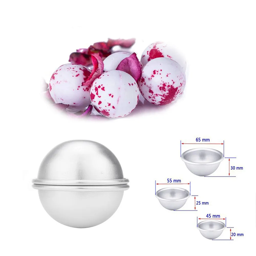 

2Pcs Aluminum Bath Bomb Molds Diy Homemade Crafting Bath Round Ball Moulds Gifts Semicircle Sphere Metal Mold