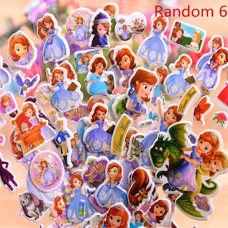 На возраст от 6 до 12 лет шт./компл. disney игрушка Стикеры disney София принцессы с Минни Маусом для маленьких disney принцессы игрушки из мультфильмов 3D Стикеры s для девочек наклейки для мальчика - Цвет: Random 6