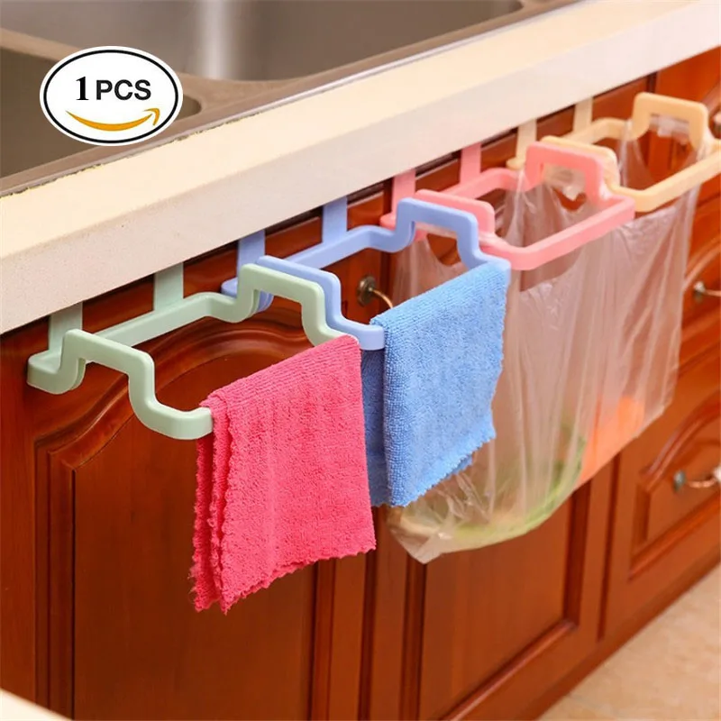 

Portable Plastic Garbage Trash Bag Holder Rack For Kitchen Home Cabinet Door Cupboard Trash Towel Rails Storage Rack Gadgets