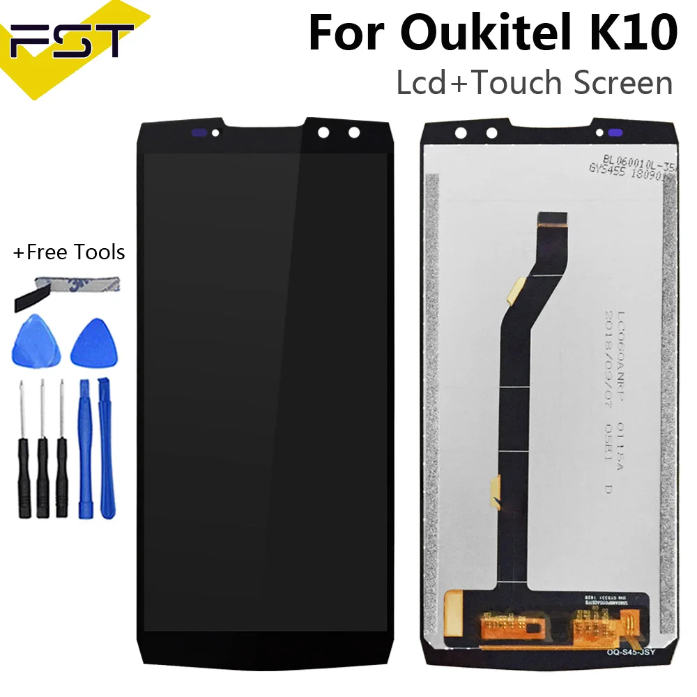 Koop Zwart Voor Oukitel K10 Lcd scherm + Touch Screen Screen Digitizer Vergadering Reparatie Onderdelen + Tools + Adhesive LCD Glas panel voor K10