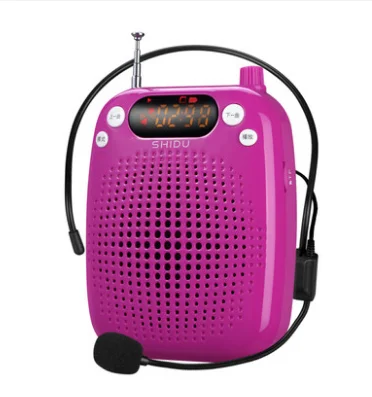 Rose red SHIDU-S611(UHF беспроводной) Портативный голосовой усилитель SHIDU персональный динамик микрофон гарнитура перезаряжаемый, часы, цифровой дисплей - Цвет: Rose red
