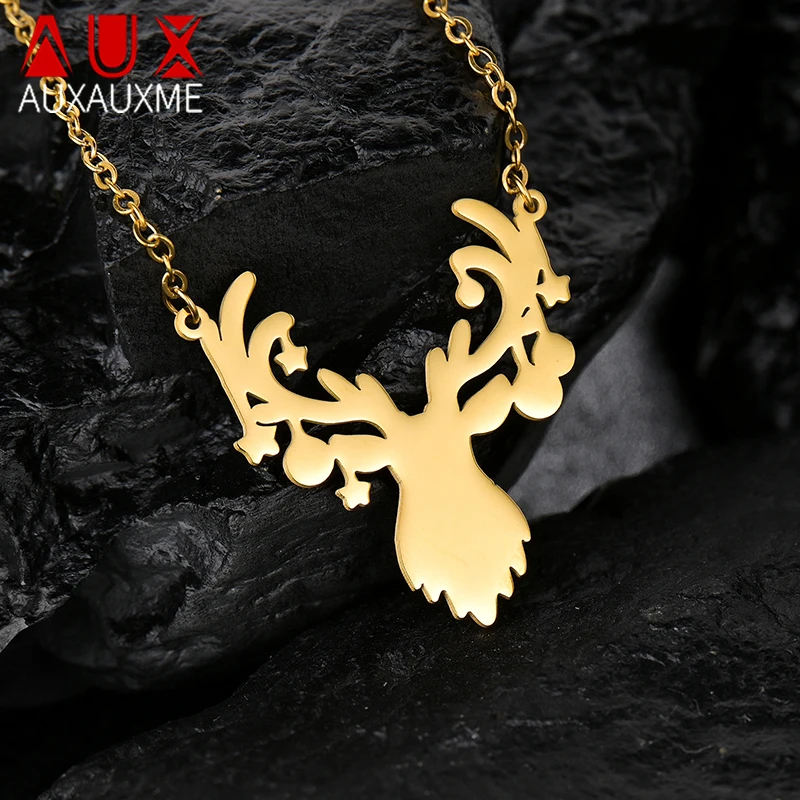 

Ожерелье Auxauxme с изображением логотипа на заказ, колье из нержавеющей стали с персонализированным изображением, Рождественская бижутерия, подарок, Прямая поставка