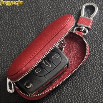 

Jingyuqin 2 Color Genuine Leather Car Key Wallets For Lexus Audi Mercedes Peugeot Toyota Vw Skoda Bmw Hyundai Car Key Case Bag