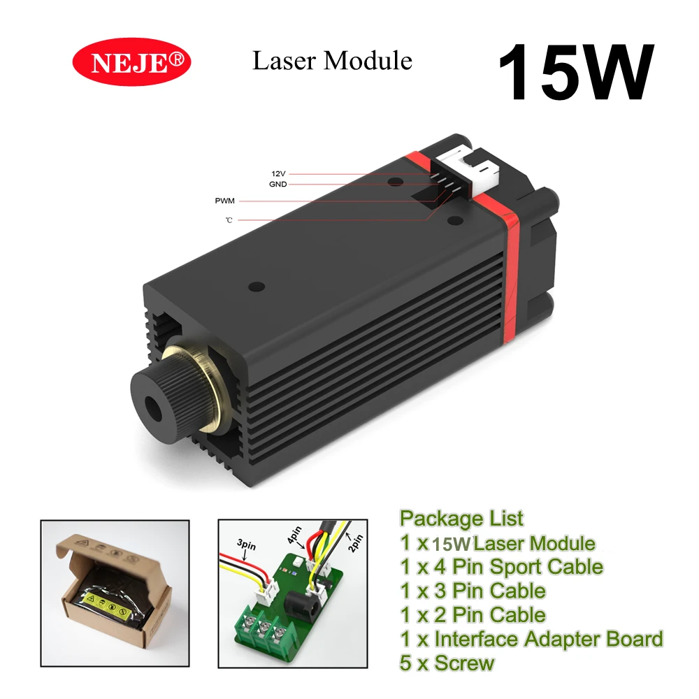 Details about   6000mW 450nm Replacement Laser Module 12V Laser Head 4-Pin PWN for NEJE Master 