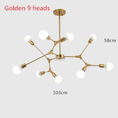 Golden 9 heads Волшебная фасоль молекулярная фойе люстры в форме дерева Креативный дизайн современный декор подвесные светильники скандинавские постмодерн осветительные приборы - Цвет корпуса: Golden 9 heads