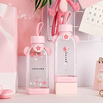 Cherry Blossom Water Bottle, Kawaii Water Bottle Glass