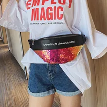 Женская двусторонняя блестящая поясная сумка с блестками, женская спортивная сумка из искусственной кожи, сумка-кошелек, поясная сумка для женщин Heuptas# T2P