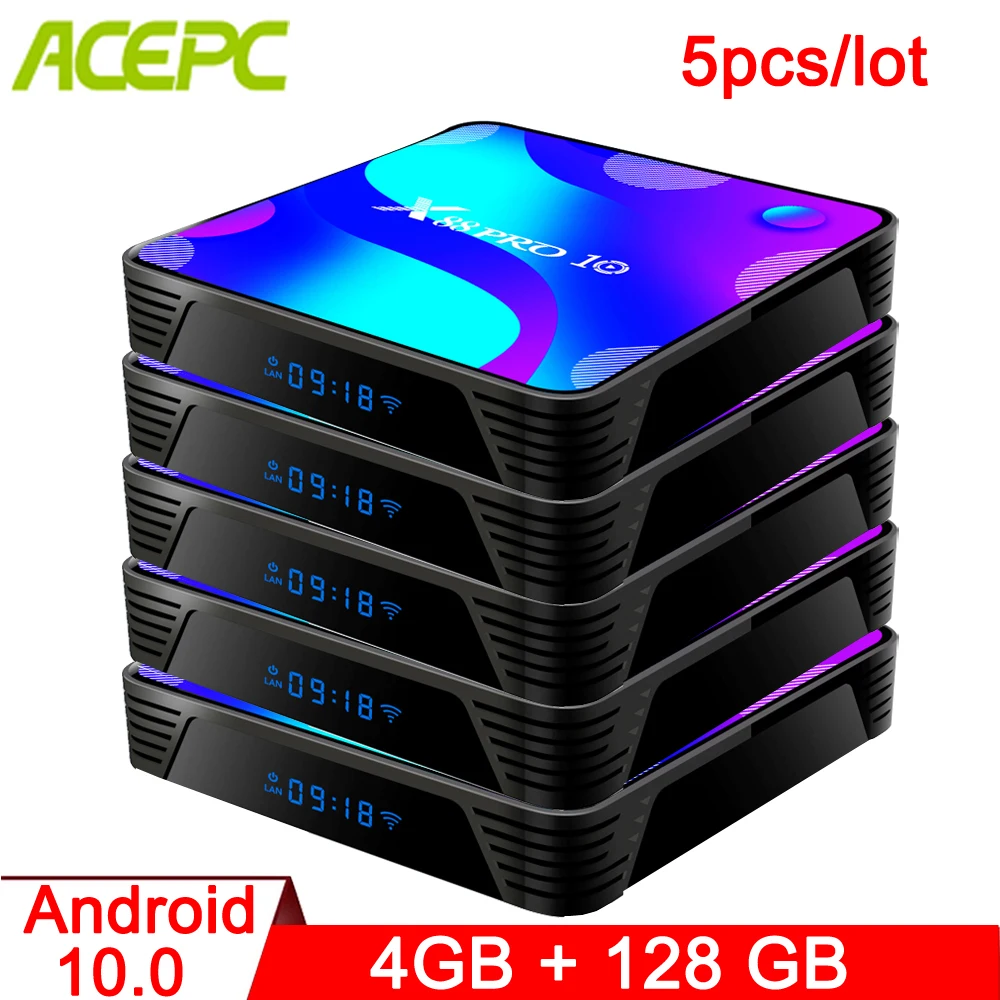 ТВ-приставка X88 PRO 5 шт. Android 10 2 4 ГГц и 8 Wi-Fi 32 ГБ 64 128 4k 3D BT ТВ-ресивер Youtube медиаплеер HDR
