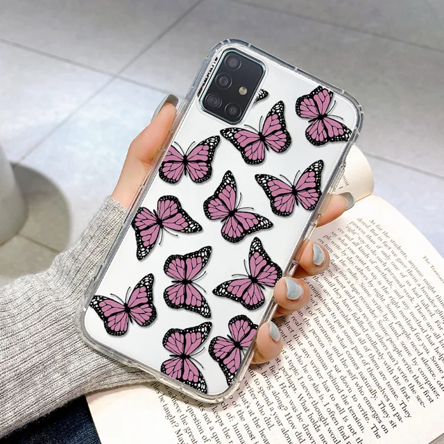 Butterfly Case for Samsung A51 Coque Samsung A32 A52 A72 A12 A31 A71 A50 A70 S20 FE S21 Ultra S30 Plus Silicone ShockProof Cover OA68