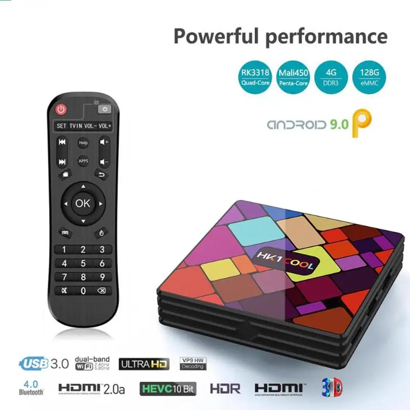 HK1 Cool Android 9,0 tv Box 4K Четырехъядерный 4+ 64G wifi Bluetooth IP tv Top Box